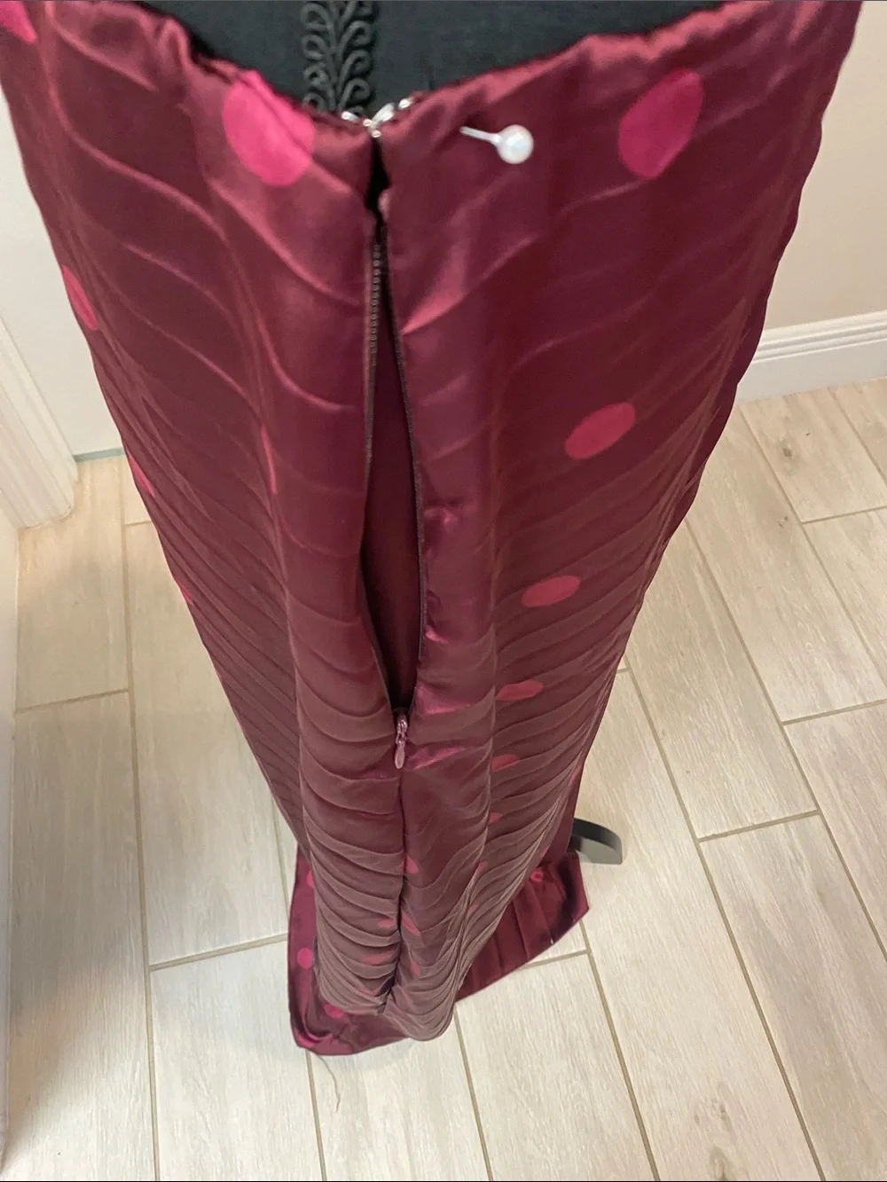 Abercrombie & Fitch Maroon Maxi Dress with Pink Polka Dots
